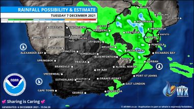 Southern Africa Weather Forecast Maps Tuesday 7 December 2021