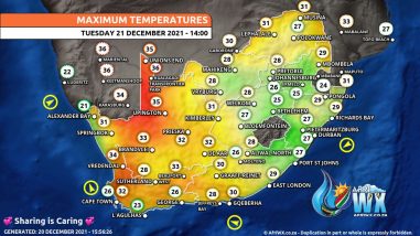 Southern Africa Weather Forecast Maps Tuesday 21 December 2021
