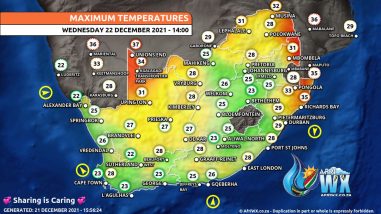 Southern Africa Weather Forecast Maps Wednesday 22 December 2021