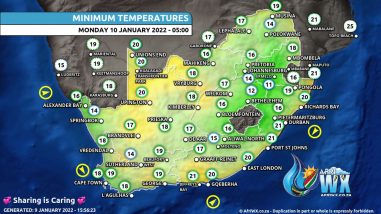 Southern Africa Weather Forecast Maps Monday 10 January 2022