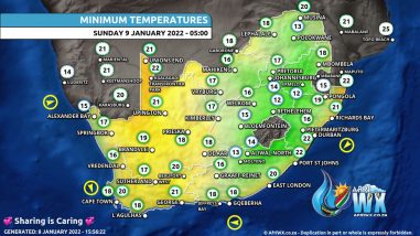 Southern Africa Weather Forecast Maps Sunday 9 January 2022