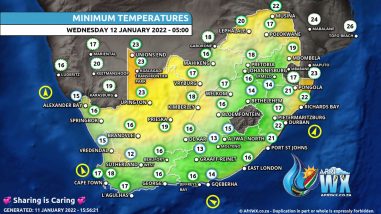 Southern Africa Weather Forecast Maps Wednesday 12 January 2022