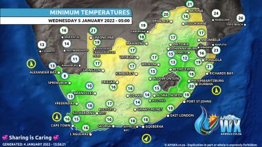 Southern Africa Weather Forecast Maps Wednesday 5 January 2022