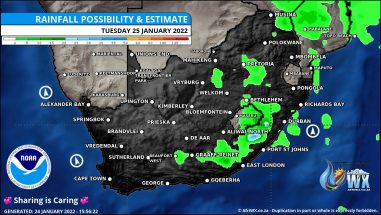 Southern Africa Weather Forecast Maps Tuesday 25 January 2022