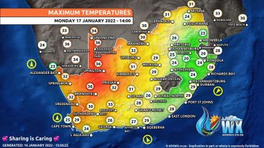 Southern Africa Weather Forecast Maps Monday 17 January 2022