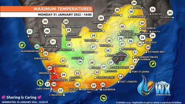 Southern Africa Weather Forecast Maps Monday 31 January 2022