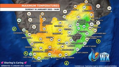 Southern Africa Weather Forecast Maps Sunday 16 January 2022