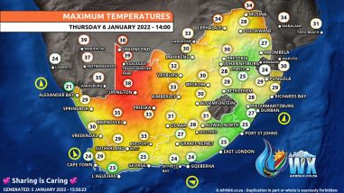 Southern Africa Weather Forecast Maps Thursday 6 January 2022
