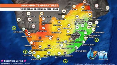 Southern Africa Weather Forecast Maps Wednesday 19 January 2022