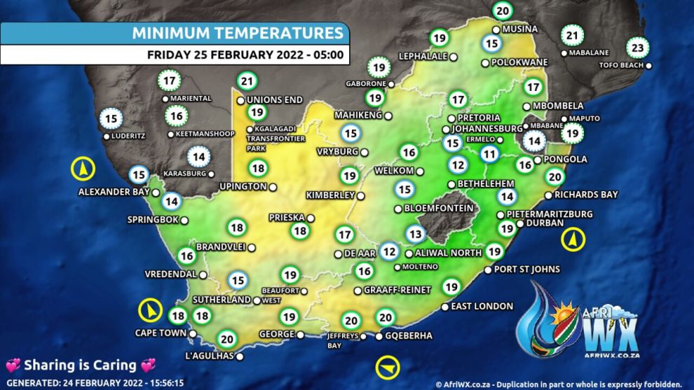 Southern Africa Weather Forecast Maps Friday 25 February 2022