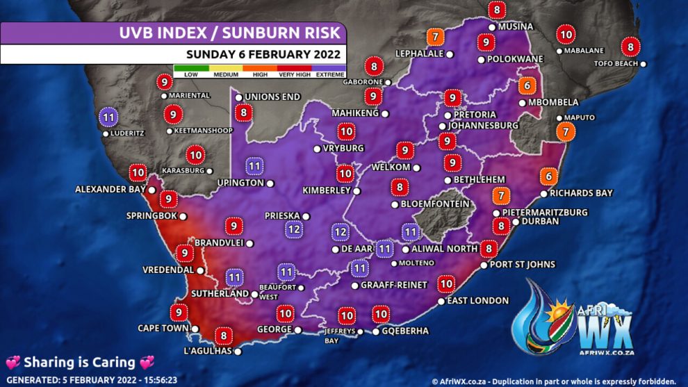 Southern Africa Weather Forecast Maps Sunday 6 February 2022