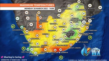 Southern Africa Weather Forecast Maps Monday 28 March 2022