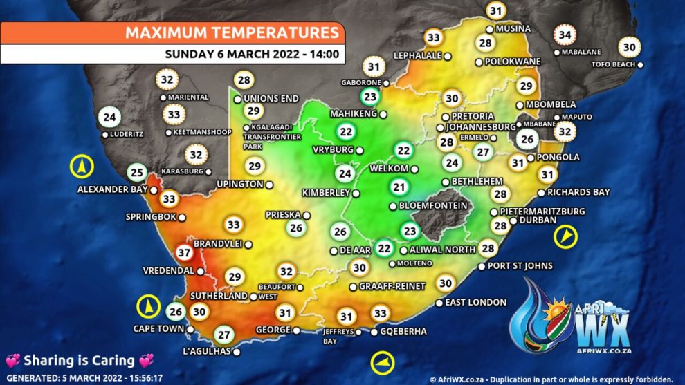 Southern Africa Weather Forecast Maps Sunday 6 March 2022