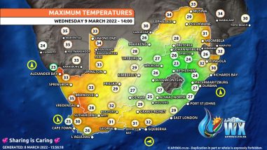 Southern Africa Weather Forecast Maps Wednesday 9 March 2022
