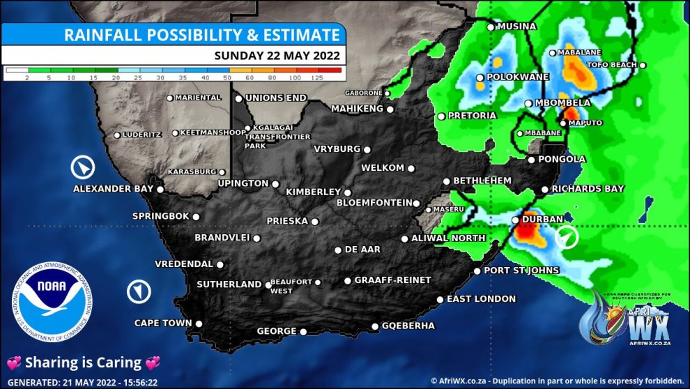 Southern Africa Weather Forecast Maps Sunday 22 May 2022