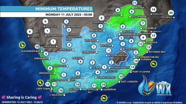 Southern Africa Weather Forecast Maps Monday 11 July 2022