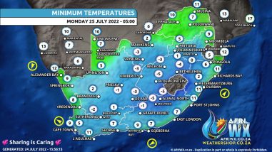 Southern Africa Weather Forecast Maps Monday 25 July 2022