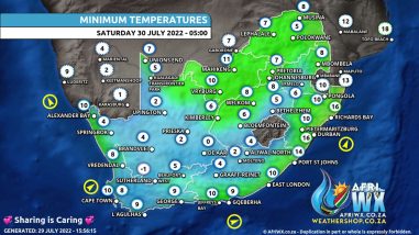Southern Africa Weather Forecast Maps Saturday 30 July 2022