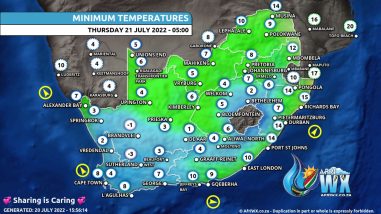 Southern Africa Weather Forecast Maps Thursday 21 July 2022