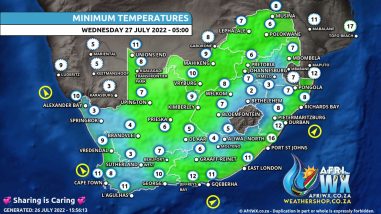 Southern Africa Weather Forecast Maps Wednesday 27 July 2022