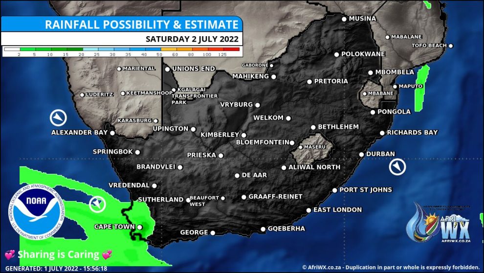 Southern Africa Weather Forecast Maps Saturday 2 July 2022