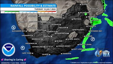 Southern Africa Weather Forecast Maps Tuesday 12 July 2022