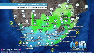 Southern Africa Weather Forecast Maps Monday 12 September 2022