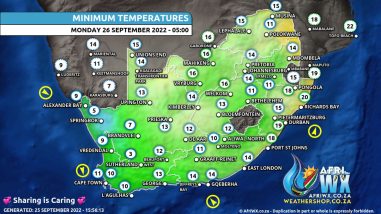 Southern Africa Weather Forecast Maps Monday 26 September 2022