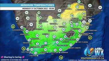 Southern Africa Weather Forecast Maps Monday 31 October 2022