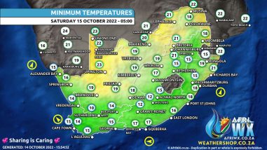 Southern Africa Weather Forecast Maps Saturday 15 October 2022