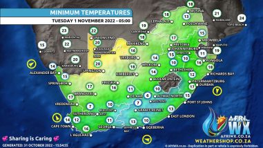 Southern Africa Weather Forecast Maps Tuesday 1 November 2022