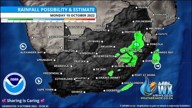 Southern Africa Weather Forecast Maps Monday 10 October 2022