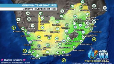 Southern Africa Weather Forecast Maps Monday 7 November 2022