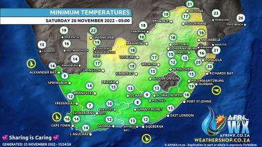 Southern Africa Weather Forecast Maps Saturday 26 November 2022