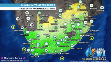 Southern Africa Weather Forecast Maps Thursday 10 November 2022