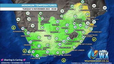 Southern Africa Weather Forecast Maps Tuesday 8 November 2022