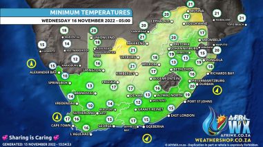 Southern Africa Weather Forecast Maps Wednesday 16 November 2022