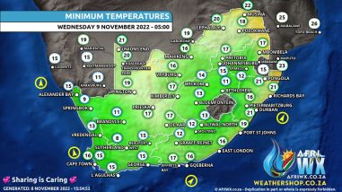 Southern Africa Weather Forecast Maps Wednesday 9 November 2022