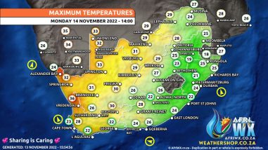 Southern Africa Weather Forecast Maps Monday 14 November 2022