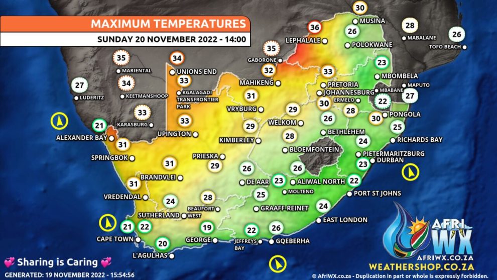 Southern Africa Weather Forecast Maps Sunday 20 November 2022