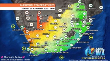 Southern Africa Weather Forecast Maps Sunday 27 November 2022