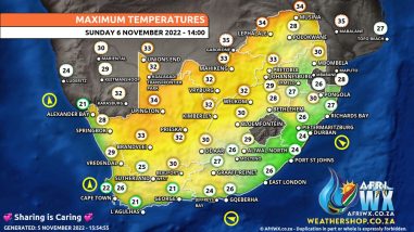 Southern Africa Weather Forecast Maps Sunday 6 November 2022