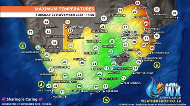 Southern Africa Weather Forecast Maps Tuesday 22 November 2022