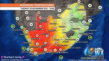 Southern Africa Weather Forecast Maps Tuesday 29 November 2022