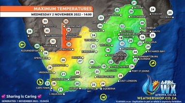 Southern Africa Weather Forecast Maps Wednesday 2 November 2022