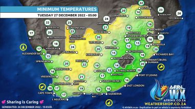 Southern Africa Weather Forecast Maps Tuesday 27 December 2022