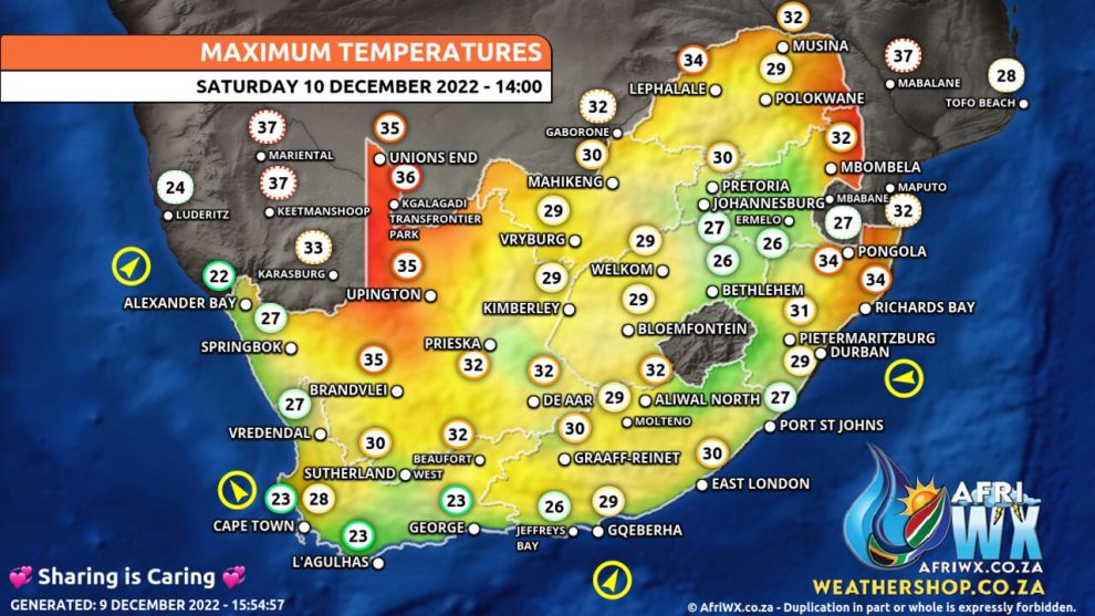 Southern Africa Weather Forecast Maps Saturday 10 December 2022