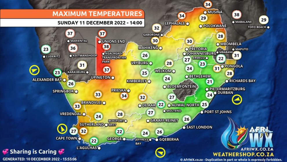 Southern Africa Weather Forecast Maps Sunday 11 December 2022
