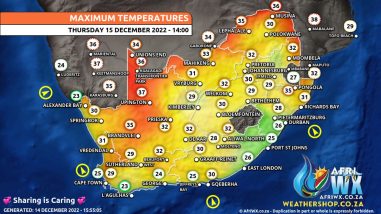 Southern Africa Weather Forecast Maps Thursday 15 December 2022
