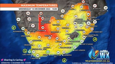 Southern Africa Weather Forecast Maps Wednesday 14 December 2022
